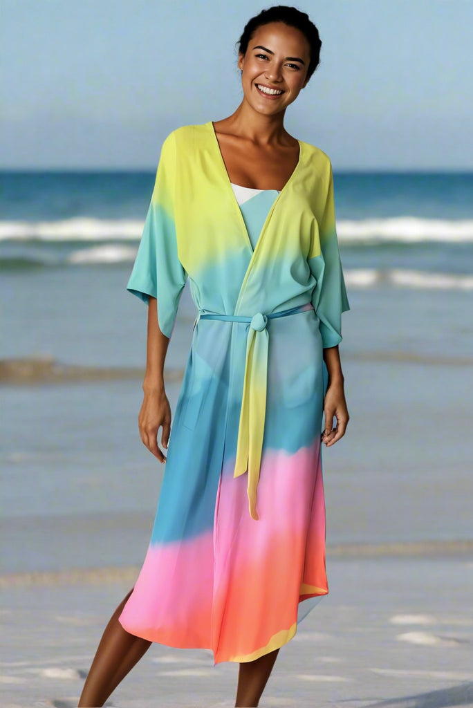 Ombre Storm Short Sleeve Robe Dress