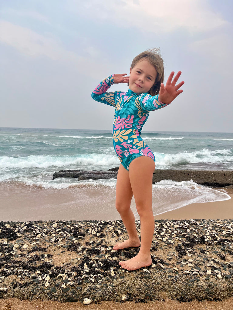 Flower Power Kiddies Longsleeve Swimsuit