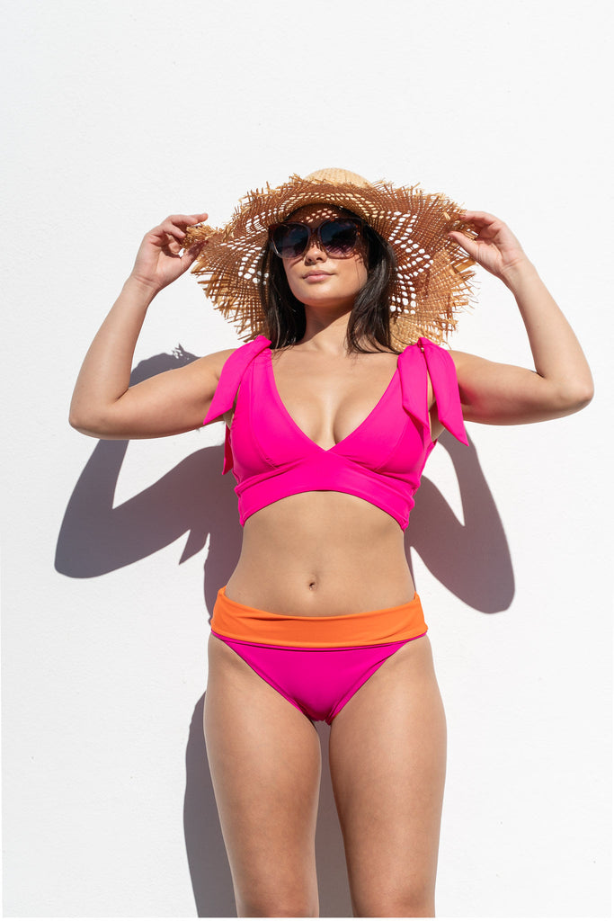 Hot Pink - Orange Reversible V-Top