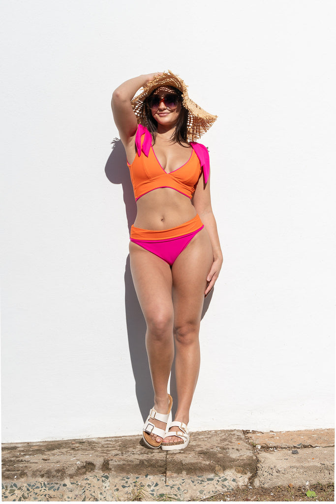 Hot Pink - Orange Reversible V-Top