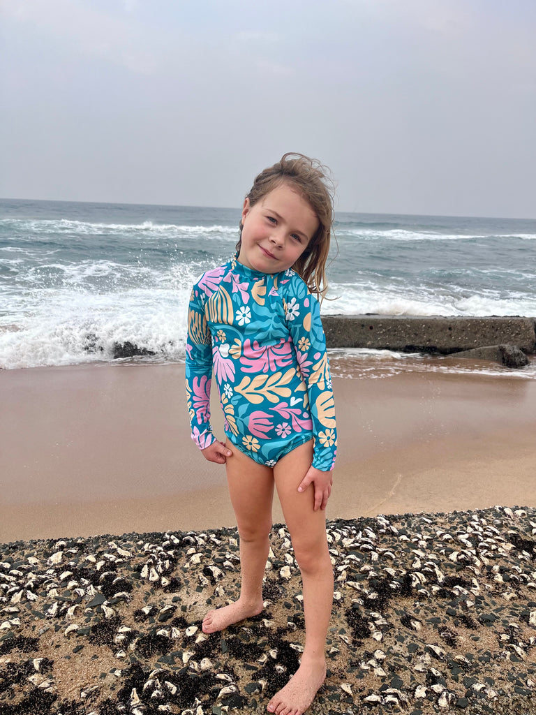 Flower Power Kiddies Longsleeve Swimsuit