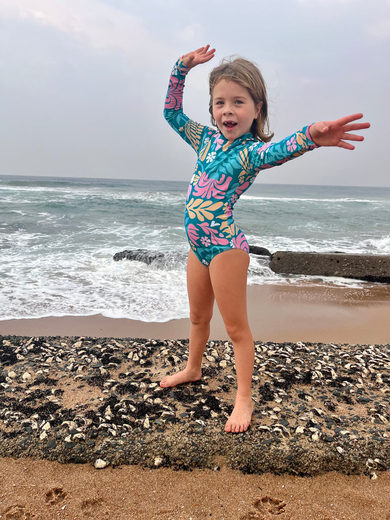 Flower Power Kiddies Longsleeve Swimsuit